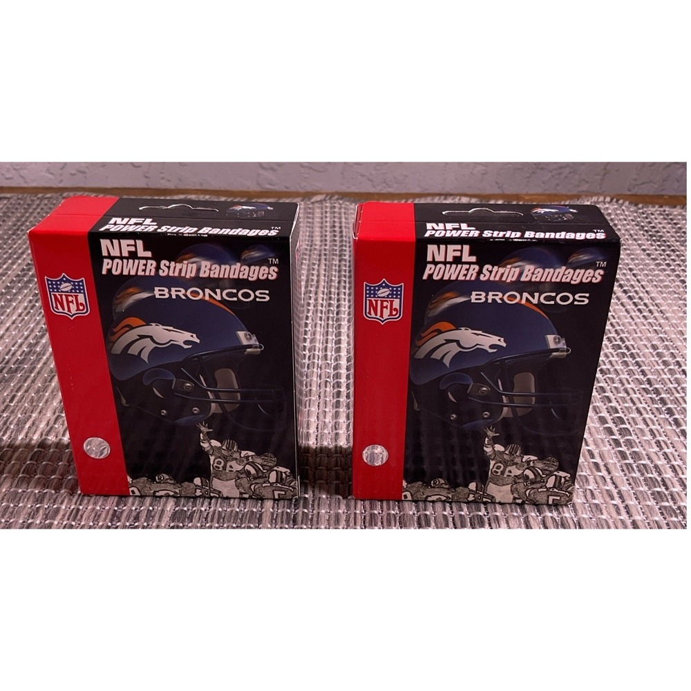 2X NEW BOXES OF DENVER BRONCOS NFL FOOTBALL POWER STRIP BANDAGES BAND-AIDS!